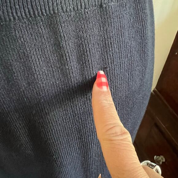 90s Vintage Navy Blue Knit Pencil Skirt Size 6 Straight Midi Elastic Waist Basic - Picture 11 of 14